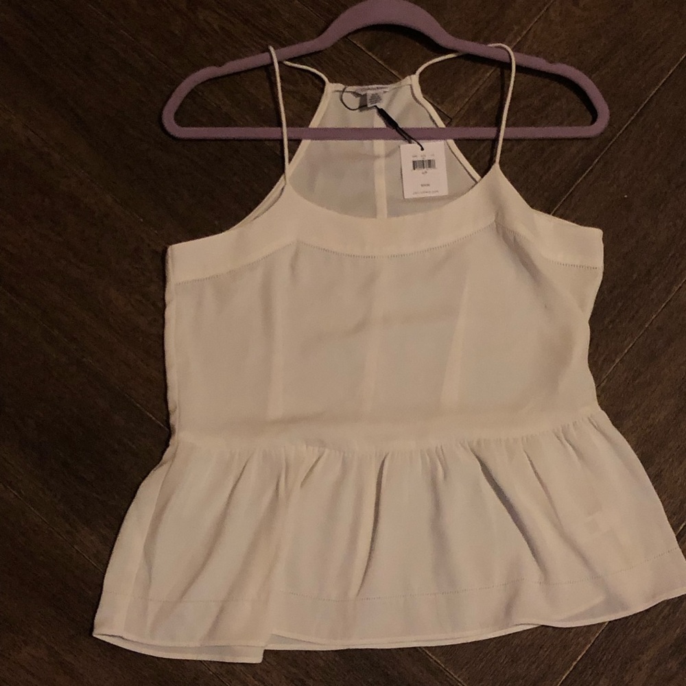Calvin Klein white sheer sleeveless blouse NWT